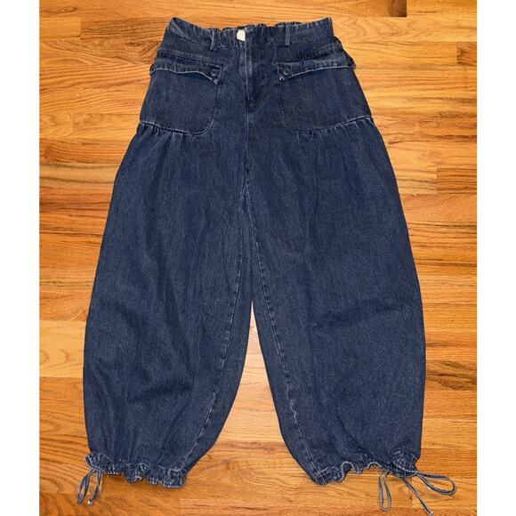 Davi & Dani Drawstring Hem Wide Leg Mid Rise Denim Jeans Size Medium - Picture 1 of 9